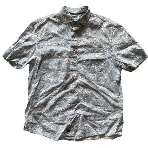 JOHNNIE-O HEMLOCK LINEN HANGIN' OUT SHORT SLEEVE SHIRT GULF BLUE Size Medium